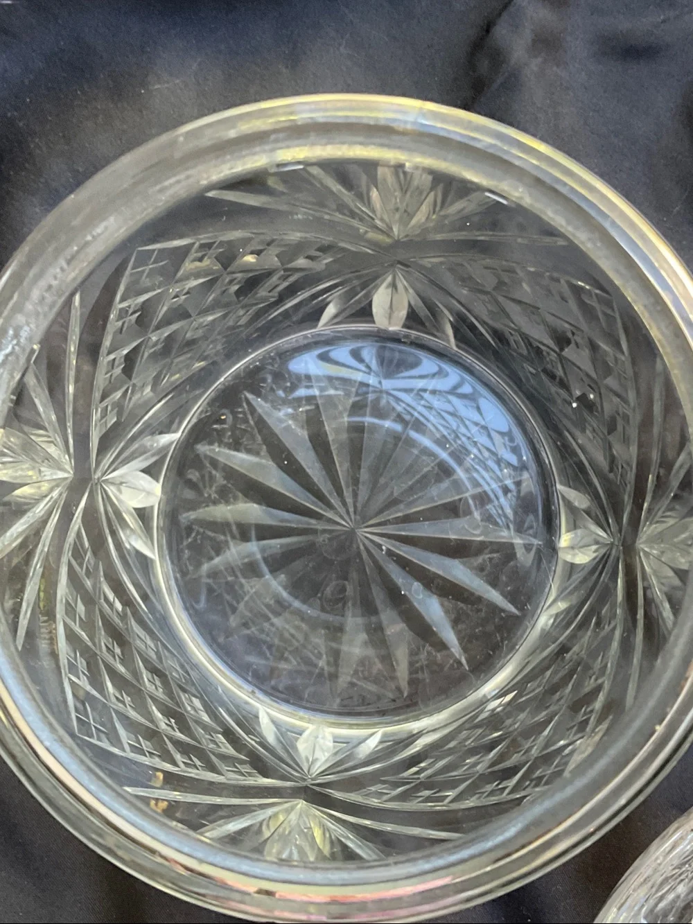 Clear Cut Glass Candy Dish and lid less Jar - Elegant Crystal-Style Home Dining